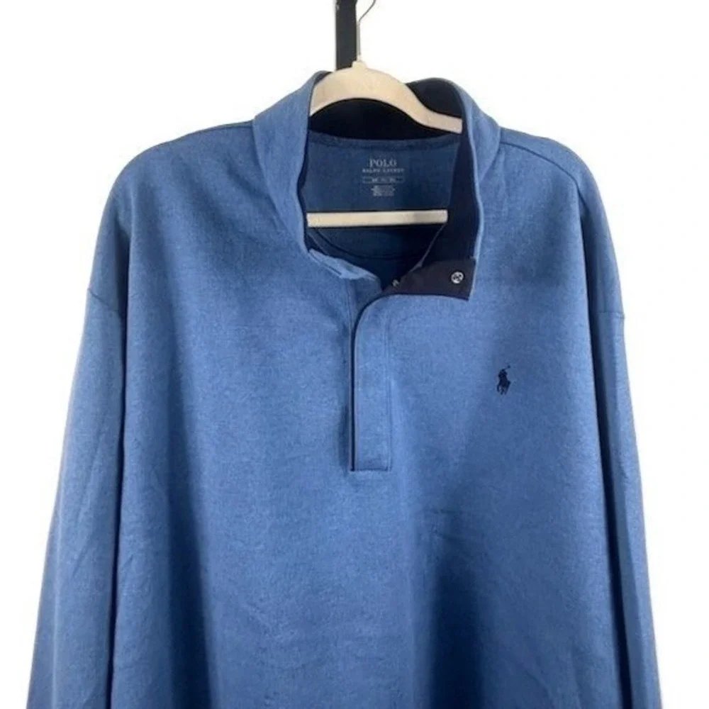 Polo Ralph Lauren Shirt Men's 3XB Blue Quarter Zip Mock‎ Neck Sweatshirt Sweater